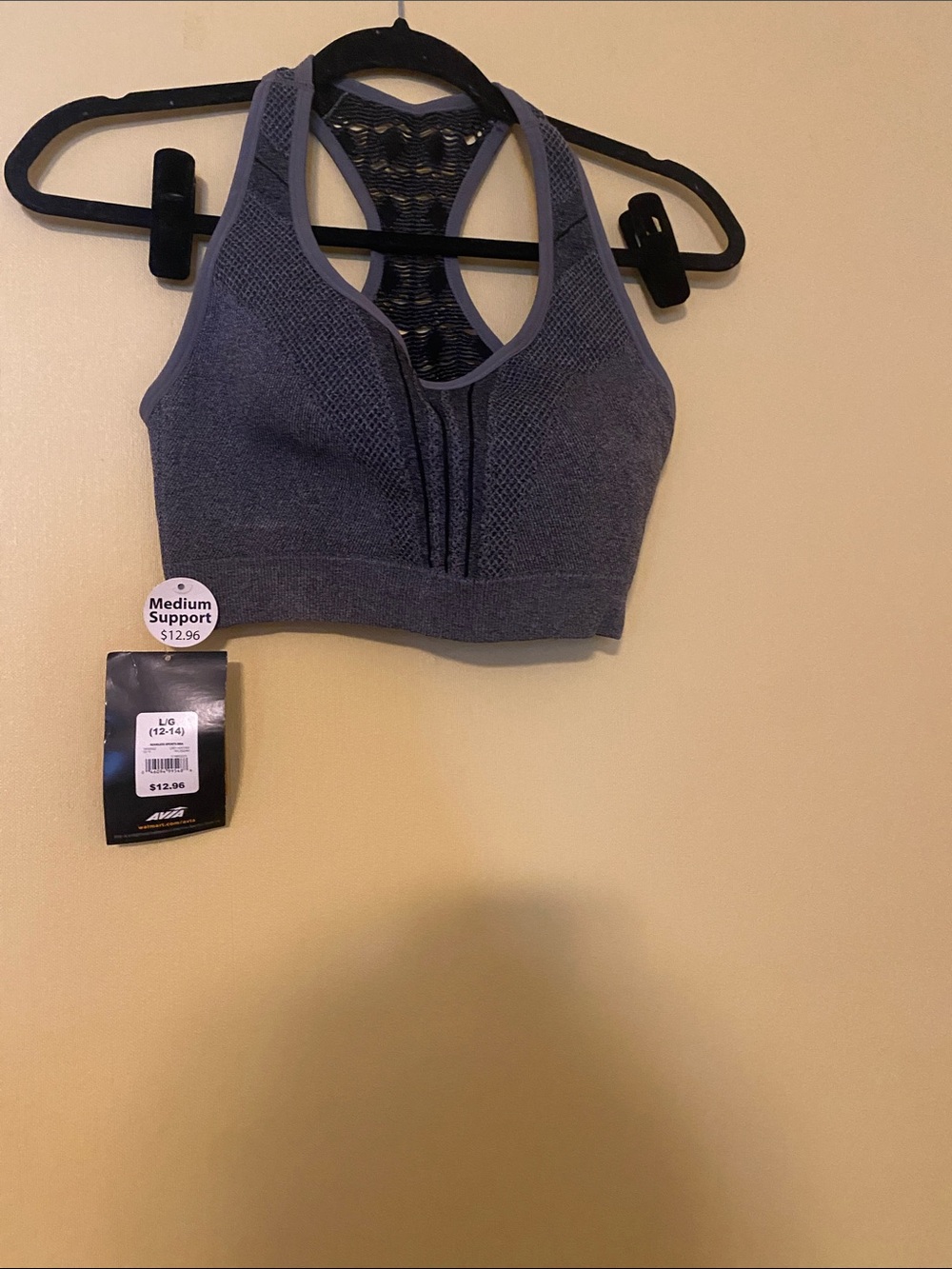 Avia Charcoal Gray Racerback Medium Support Sports Bra